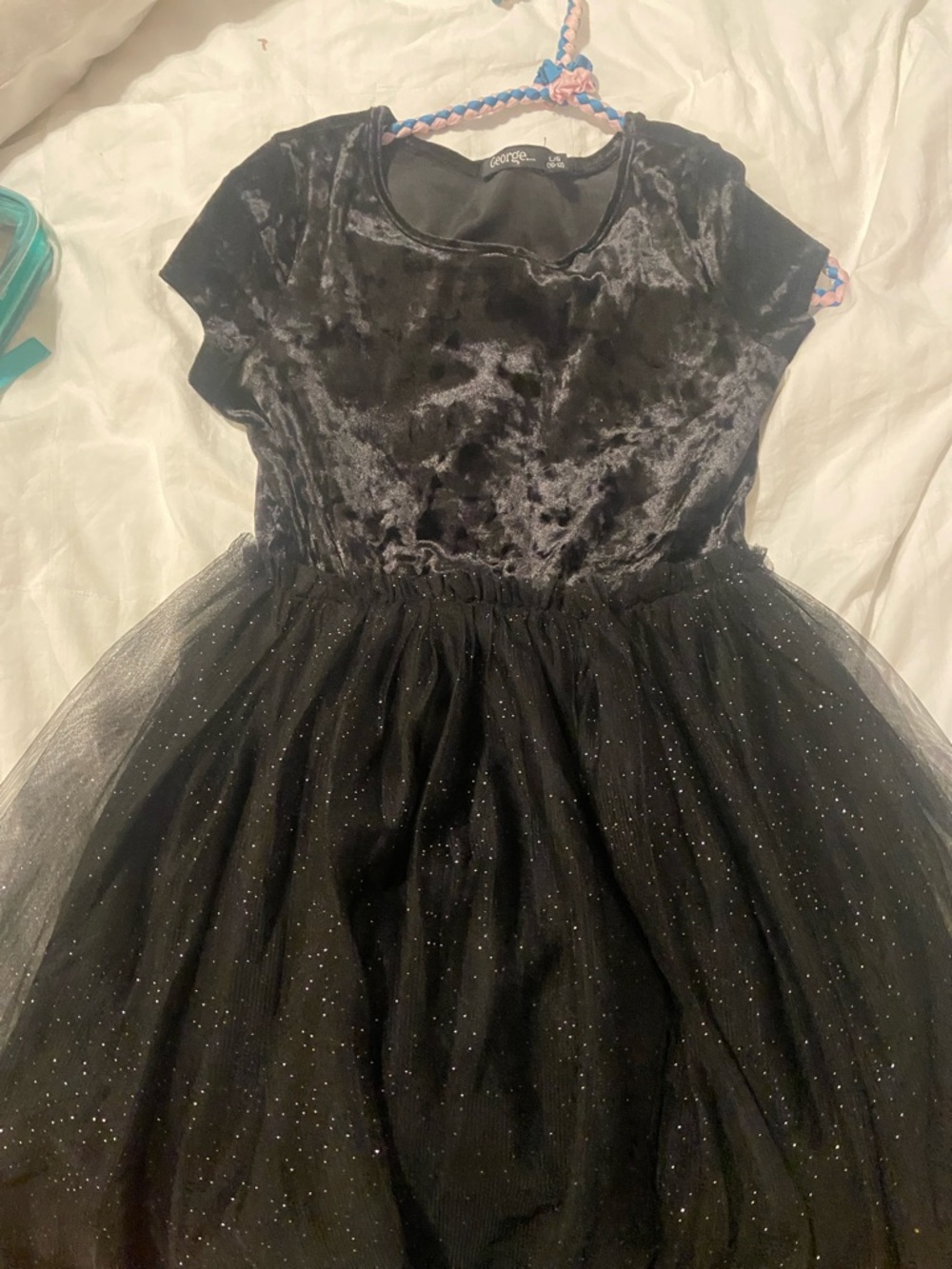 George Black Velvet Dress with Shiny Finish
